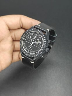 Alternative view of Side Stitch Black White Stitch Italian Handmade Leather Strap