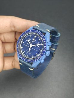 Alternative view of Side Stitch Dark Blue Italian Handmade Leather Strap