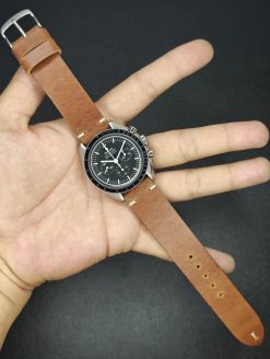 Alternative view of Side Stitch Red Brown Italian Handmade Leather Strap