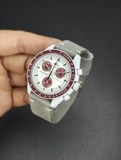Alternative view of Side Stitch Grey Italian Handmade Leather Strap