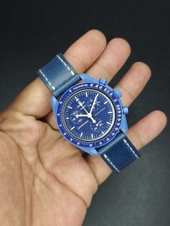 Alternative view of Full Stitching Dark Blue Italian Handmade Leather Strap
