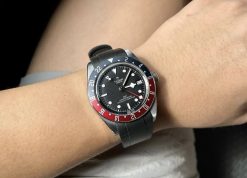 TD01 Black Curved End Rubber Straps for Tudor Black Bay 41MM - Image 6