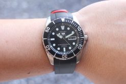 TD02 Black Red Curved End Rubber Straps for Seiko Submariner SNZF 15,17,19 - Image 4