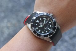 TD02 Black Red Curved End Rubber Straps for Seiko Submariner SNZF 15,17,19 - Image 2