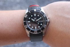 TD02 Black Red Curved End Rubber Straps for Seiko Submariner SNZF 15,17,19 - Image 9