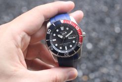 TD02 Blue Red Curved End Rubber Straps for Seiko Submariner SNZF 15,17,19 - Image 2
