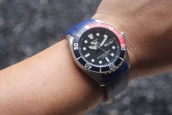 TD02 Blue Red Curved End Rubber Straps for Seiko Submariner SNZF 15,17,19 - Image 4