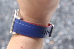 TD02 Blue Red Curved End Rubber Straps for Seiko Submariner SNZF 15,17,19 - Image 5