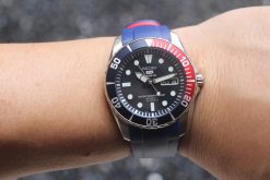 TD02 Blue Red Curved End Rubber Straps for Seiko Submariner SNZF 15,17,19 - Image 7
