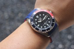 TD02 Blue Red Curved End Rubber Straps for Seiko Submariner SNZF 15,17,19 - Image 8