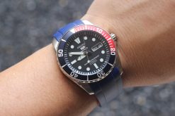 TD02 Blue Red Curved End Rubber Straps for Seiko Submariner SNZF 15,17,19 - Image 9