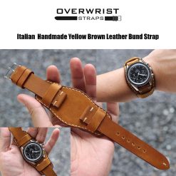 Italian Handmade Yellow Brown Leather Bund Strap