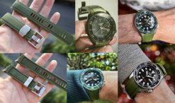 Alternative view of CB10 Green Curved End for Seiko 5 Sports SRPD 22MM