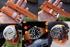 Alternative view of CB10 Orange Curved End for Seiko 5 Sports SRPD 22MM