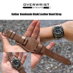 Italian Handmade Khaki Leather Bund Strap