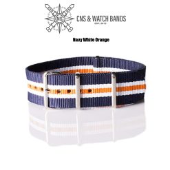 Navy White and Orange Nylon Straps