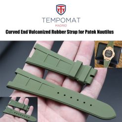 Green Curved End Vulcanized Rubber Strap for Patek Philippe Nautilus