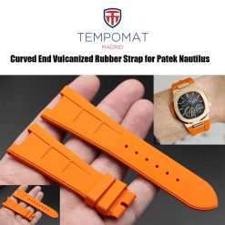 Orange Curved End Vulcanized Rubber Strap for Patek Philippe Nautilus