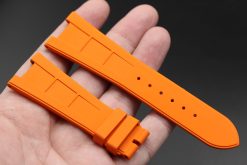 Alternative view of Orange Curved End Vulcanized Rubber Strap for Patek Philippe Nautilus