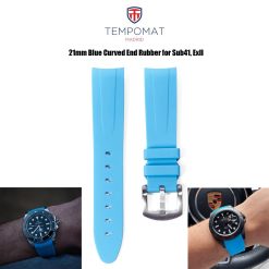 Tempomat Blue Curved End Rubber for Sub41mm