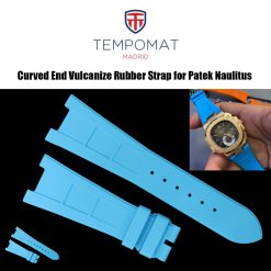 Blue Curved End Vulcanized Rubber Strap for Patek Philippe Nautilus