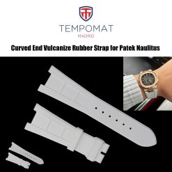 White Curved End Vulcanized Rubber Strap for Patek Philippe Nautilus