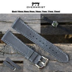 Black Caitlin Handmade Leather Strap