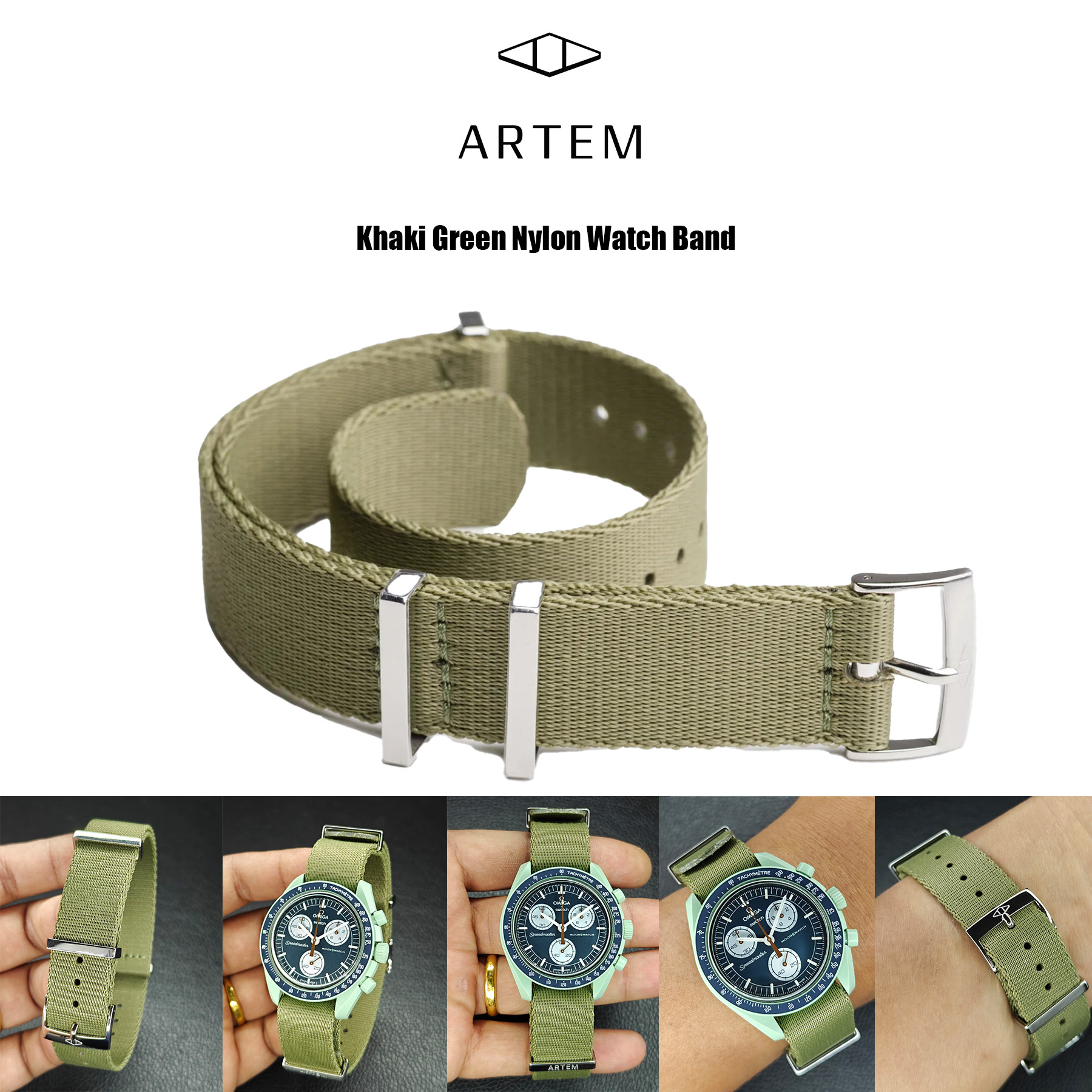 Artem Khaki Green Nylon Straps