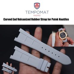 Grey Curved End Vulcanized Rubber Strap for Patek Philippe Nautilus
