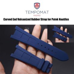 Navy Curved End Vulcanized Rubber Strap for Patek Philippe Nautilus