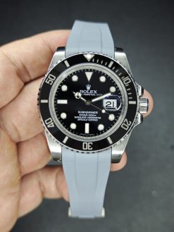 Alternative view of Grey Curved End FKM Deployant Rubber for Rolex 20mm