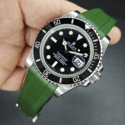 Alternative view of Olive Green Curved End FKM Deployant Rubber for Rolex 20mm