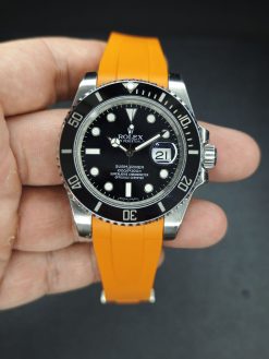 Alternative view of Orange Curved End FKM Deployant Rubber for Rolex 20mm