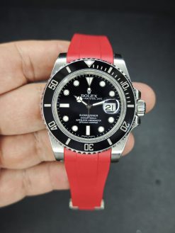 Alternative view of Red Curved End FKM Deployant Rubber for Rolex 20mm