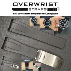 Black Curved End FKM Deployant Rubber for Rolex 20mm