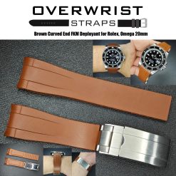 Brown Curved End FKM Deployant Rubber for Rolex 20mm