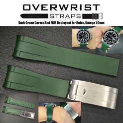 Dark Green Curved End FKM Deployant Rubber for Rolex 20mm