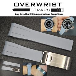 Grey Curved End FKM Deployant Rubber for Rolex 20mm
