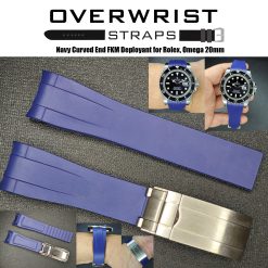 Blue Curved End FKM Deployant Rubber for Rolex 20mm