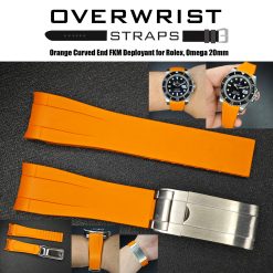 Orange Curved End FKM Deployant Rubber for Rolex 20mm