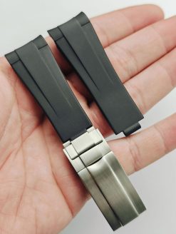 Alternative view of Black FKM U-Shape Rubber with Guide Lock Buckle for Rolex Sport 20mm