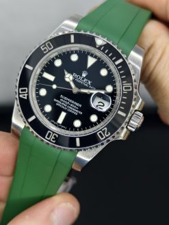 Alternative view of Green FKM U-Shape Rubber with Guide Lock Buckle for Rolex Sport 20mm
