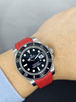 Alternative view of Red FKM U-Shape Rubber with Guide Lock Buckle for Rolex Sport 20mm