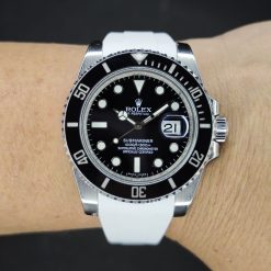 Alternative view of White FKM U-Shape Rubber with Guide Lock Buckle for Rolex Sport 20mm