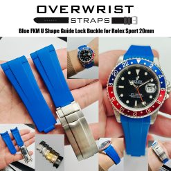 Blue FKM U-Shape Rubber with Guide Lock Buckle for Rolex Sport 20mm