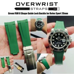 Green FKM U-Shape Rubber with Guide Lock Buckle for Rolex Sport 20mm
