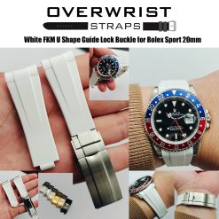 White FKM U-Shape Rubber with Guide Lock Buckle for Rolex Sport 20mm