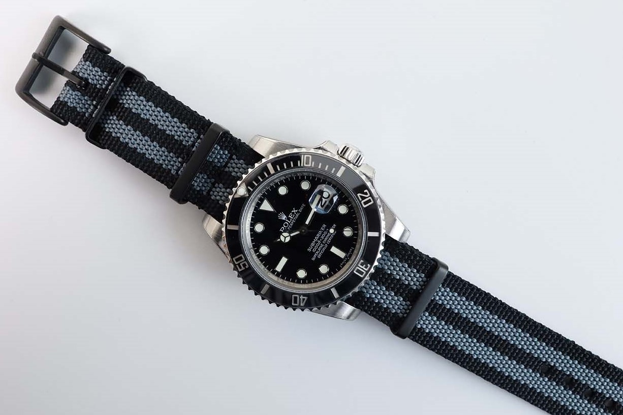 สายนาโต้ Premium PVD Black and Grey Jamebonds Nylon Strap - Image 7