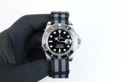 Alternative view of Premium PVD Black and Grey Jamebonds Nylon Strap