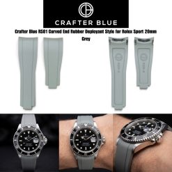 Crafter Blue RS01 Grey Curved End Rubber Deployant Style for Rolex Sport 20mm